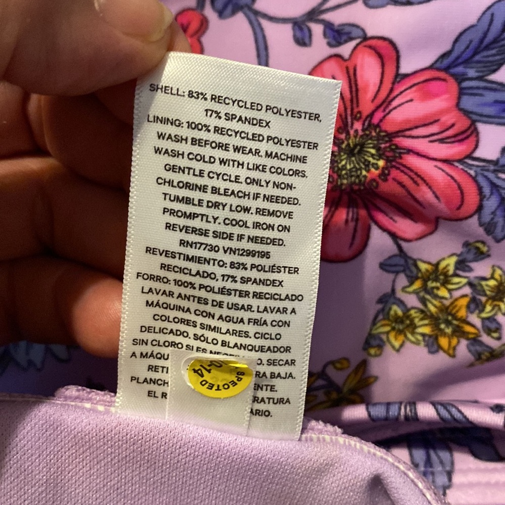 (149) NWT Girls Purple Floral One Pc Swim Suit by Art Class. Size M (7/8) - Picture 13 of 13